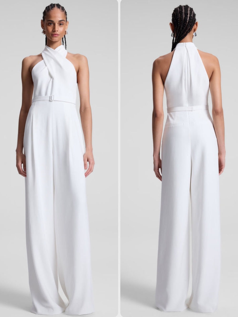 A.L.C. Murphy II White Halter Belted Wide-Leg Jumpsuit NWOT $595